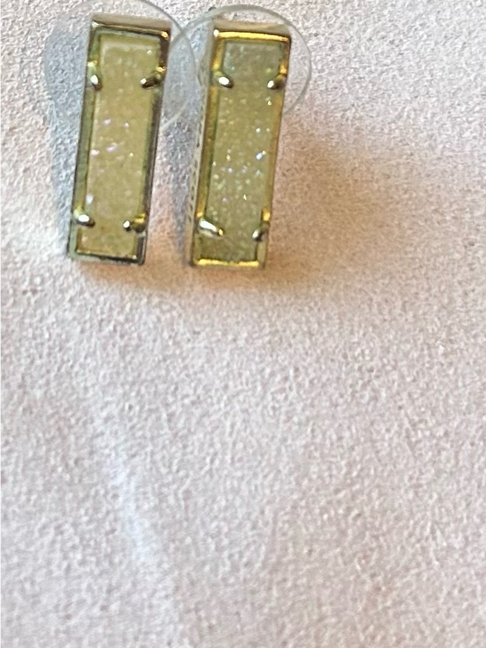 Kendra Scott Gold Iridescent Druzy Bar Stud Earrings - Picture 8 of 11